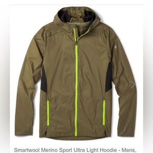 Men's Smartwool Merino Sport Ultra Light Hoodie - Olive Green size XL